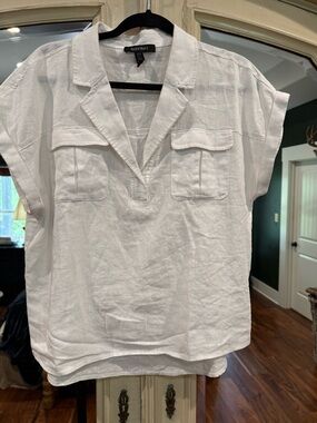100% Linen Short-Sleeve Utility Top